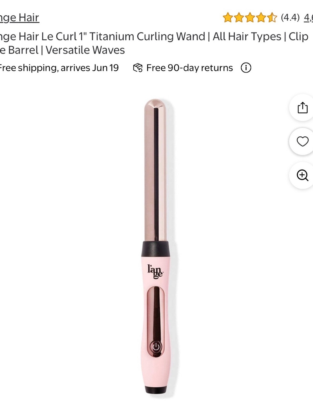 L'ange Clip-Free Titanium Curling Wand in Pink & Rose Gold
